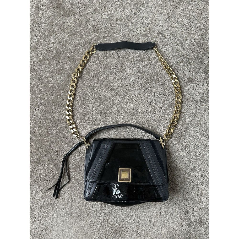 Women's Bag Alessandro Mari Renata Flap Purse Black Patent Leather MADE IN ITALY